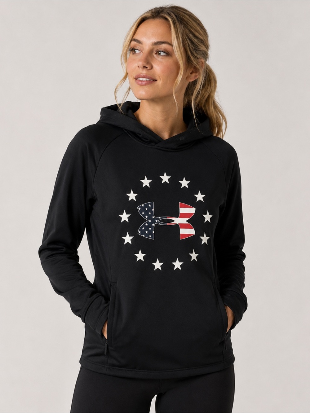 Under Armour Black USA Flag Logo Hoodie Small